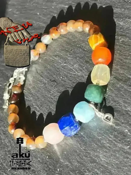 7 Chakren Armband aus 925er Silber, natürliche Edelsteine, Buchstabe Anhänger - AkueShop