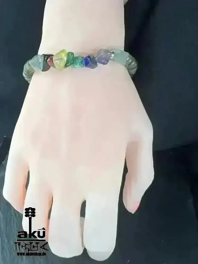 7 Chakren Armband, natürliche Labradorit Edelsteine, Meditationsenergie, 925er Silber - AkueShop