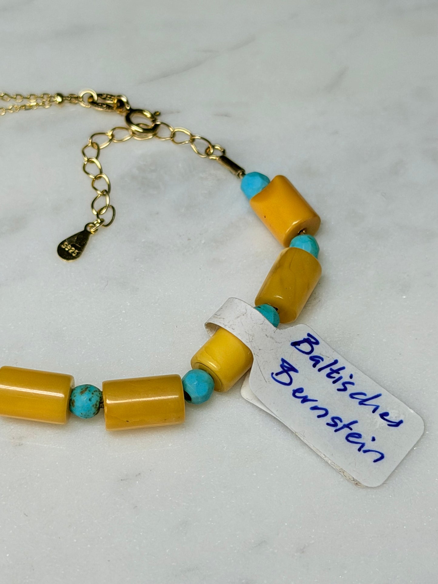 Bernstein Gold 18k plattiertes Armband, mit Türkis, natuerliche Steine Schmuck