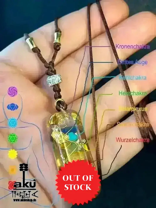 7Chakras Halskette Edelstein Energieanhänger Orgonit Coil Harz Schmuck, Meditationsenergie - AkueShop