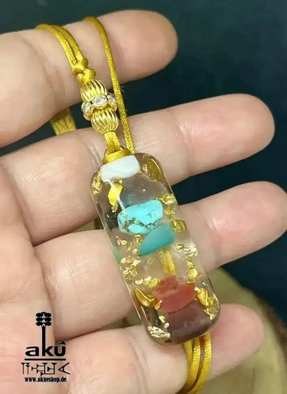 7Chakras Halskette Edelstein Energieanhänger Harz, Reiki - Meditationsenergie - AkueShop