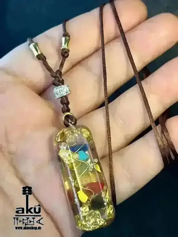 7Chakras Halskette Edelstein Energieanhänger Orgonit Coil Harz Schmuck, Meditationsenergie - AkueShop