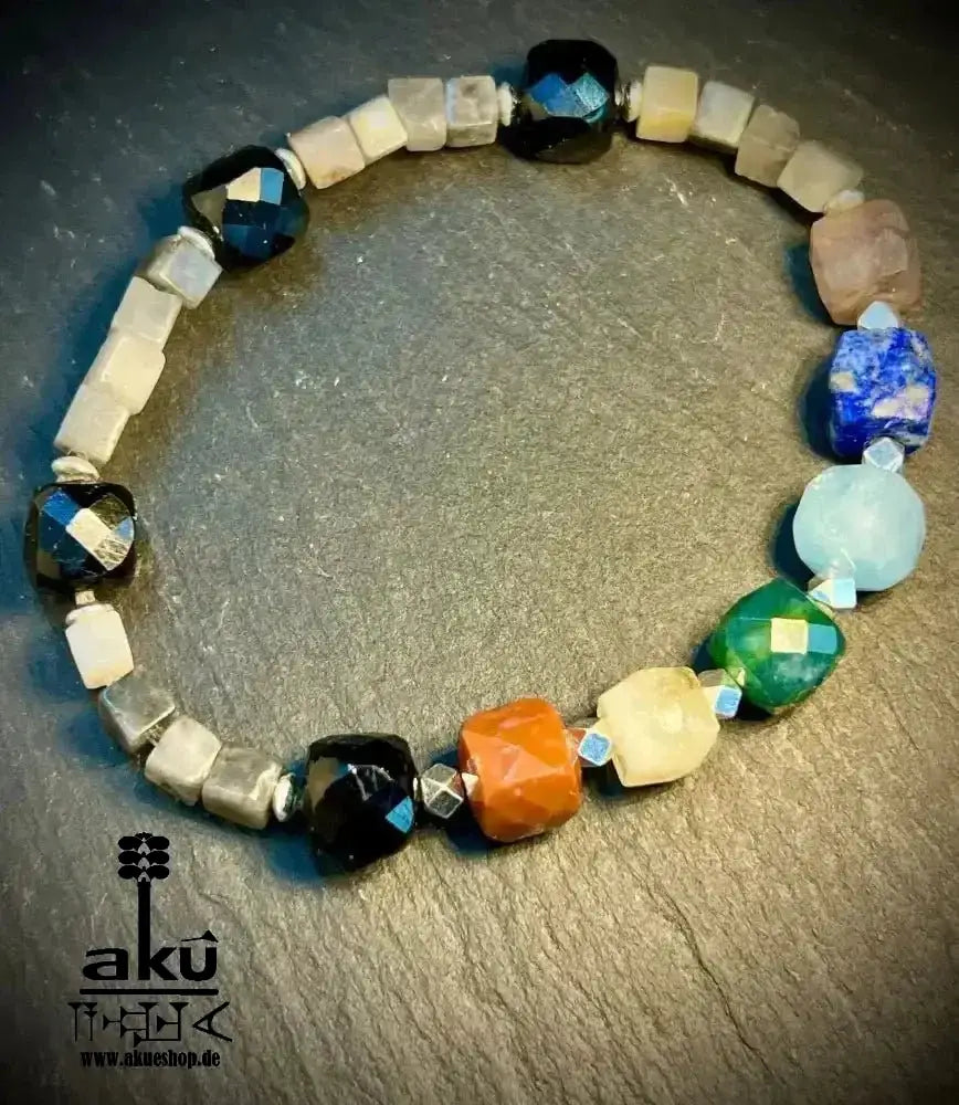 7Chakren Armband 925er Silber, natürliche Edelsteine, Falkenauge chakren Meditationsenergie - AkueShop