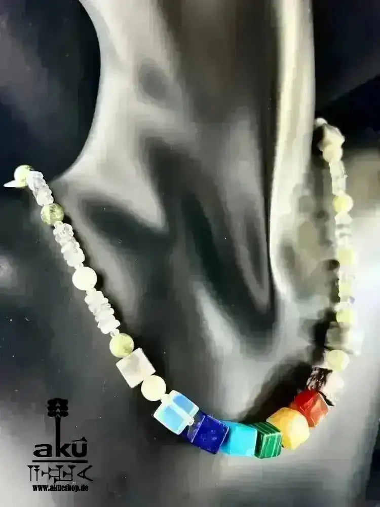 7Chakren Halskette 925er Silber, Labradorit & Falkenauge Steine, chakrenmeditationsenergie - AkueShop