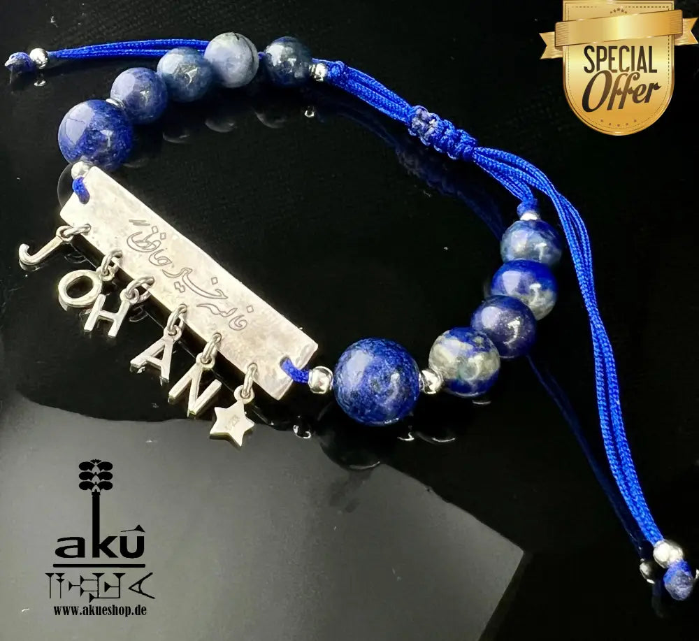 925 Silber Damen Lapislazuli/ Aventurin Oder Achat Armband Buchstaben Geschenk Natürliche