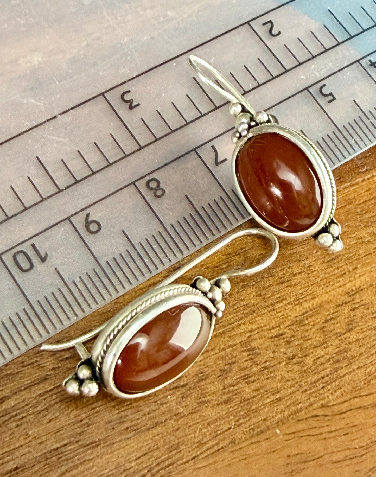 Vintage Ohrringe mit roten Achat Edelsteinen, 925er Silber