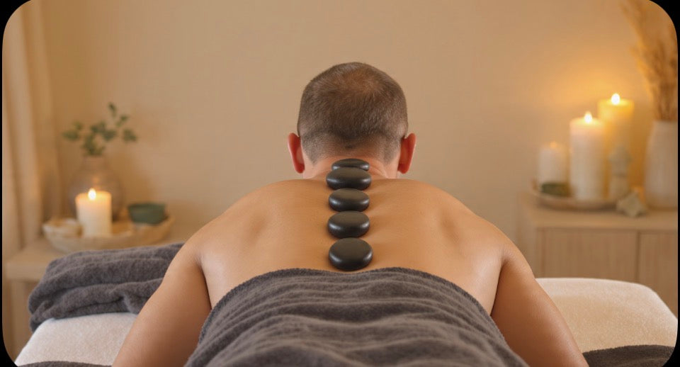 Hot Stone Massagesteine Set aus 100% Basalt (6 Steine)