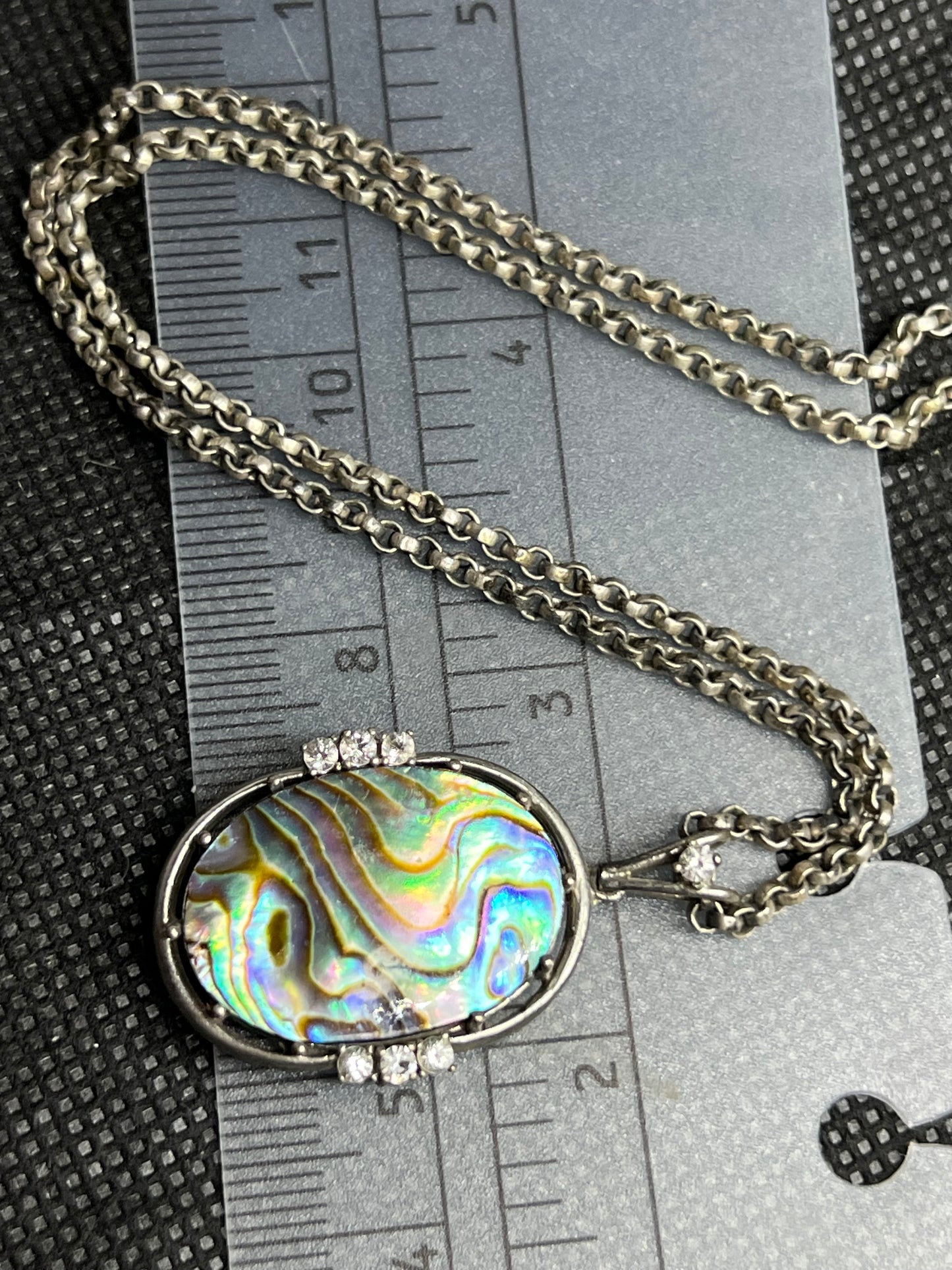Vintage Halskette von 1970s, 835 Silber, natürlicher Abalone Anhänger