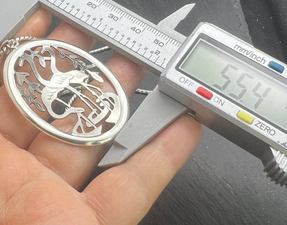 Drei Störche Halskette Vintage 800er Silber Familie Geschenke Handarbeit Halskette