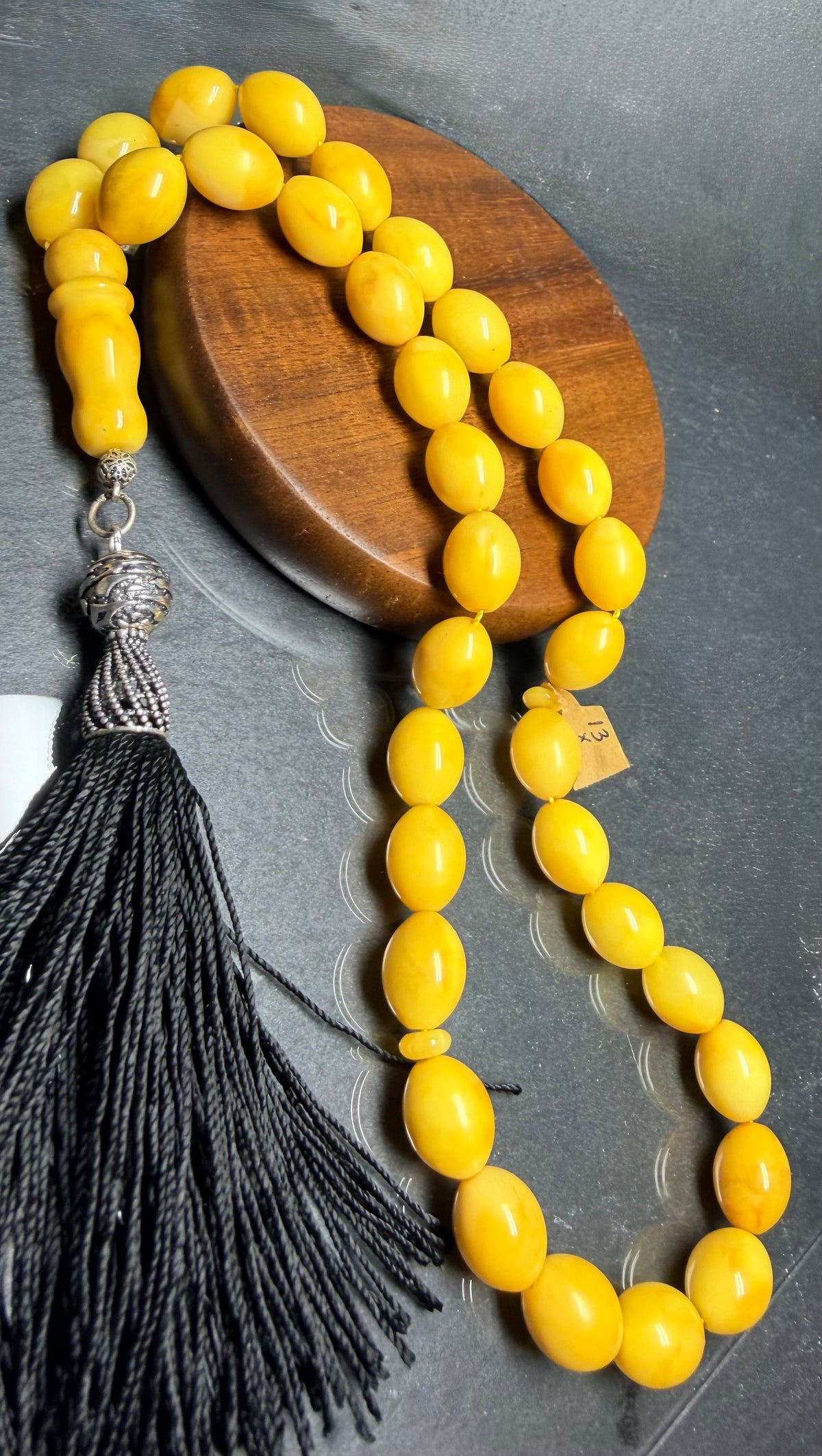 Bernstein Tasbih 33, gelbes Ostseebernstein, islamisches Rosenkranz