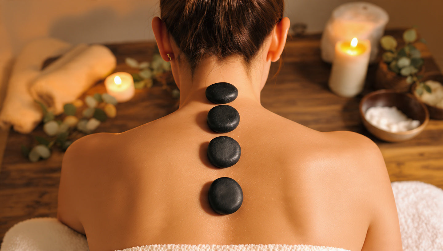 Hot Stone Massagesteine Set aus 100% Basalt (6 Steine)