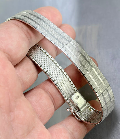 1980er Vintage Streifenarmband, 835er Silber, sicherer Verschluss