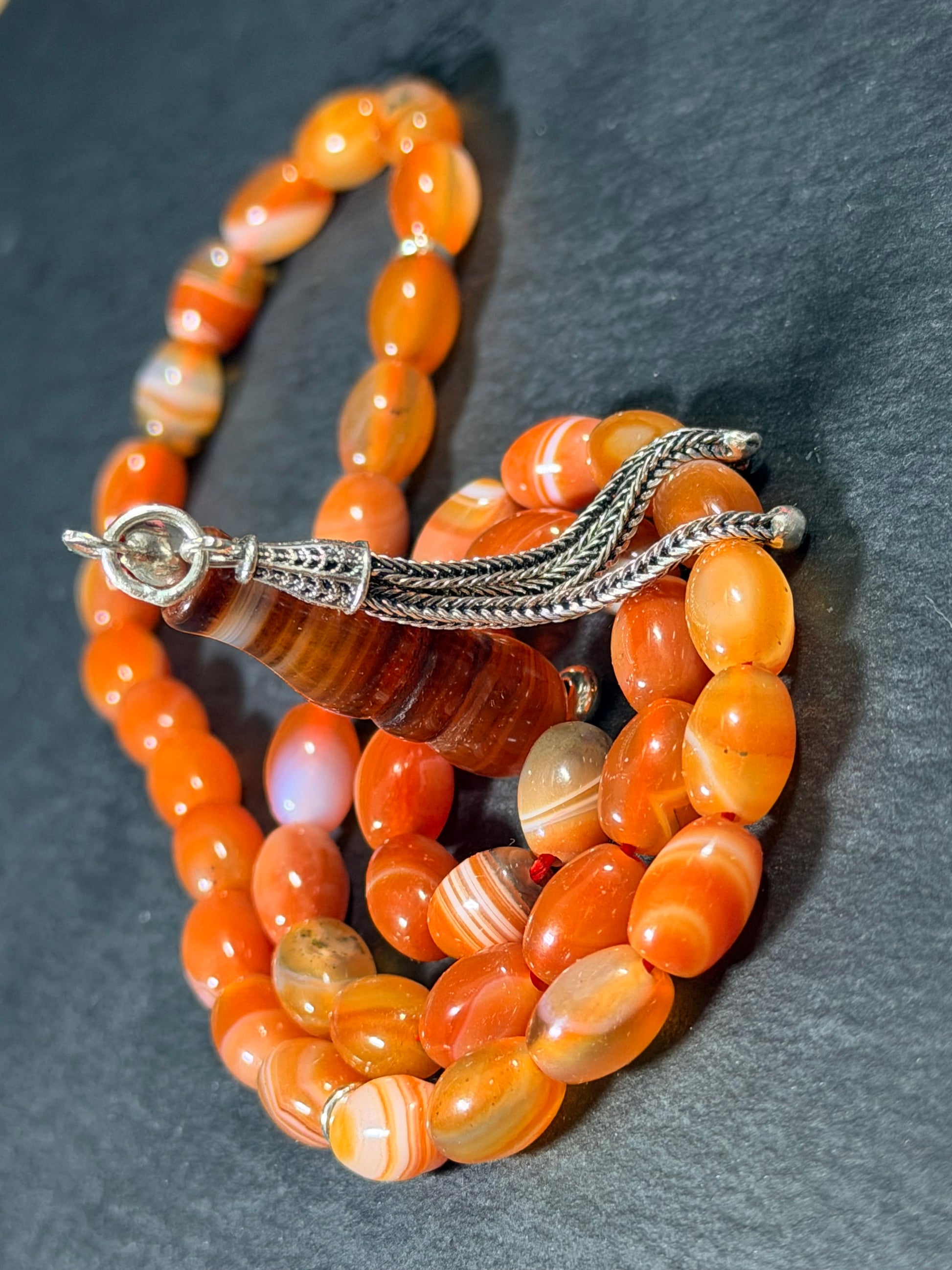 Karneol Tasbih, naturlichen Edelstein islamisches Tesbeeh Misbaha, 925 Sterling Silbere Quaste