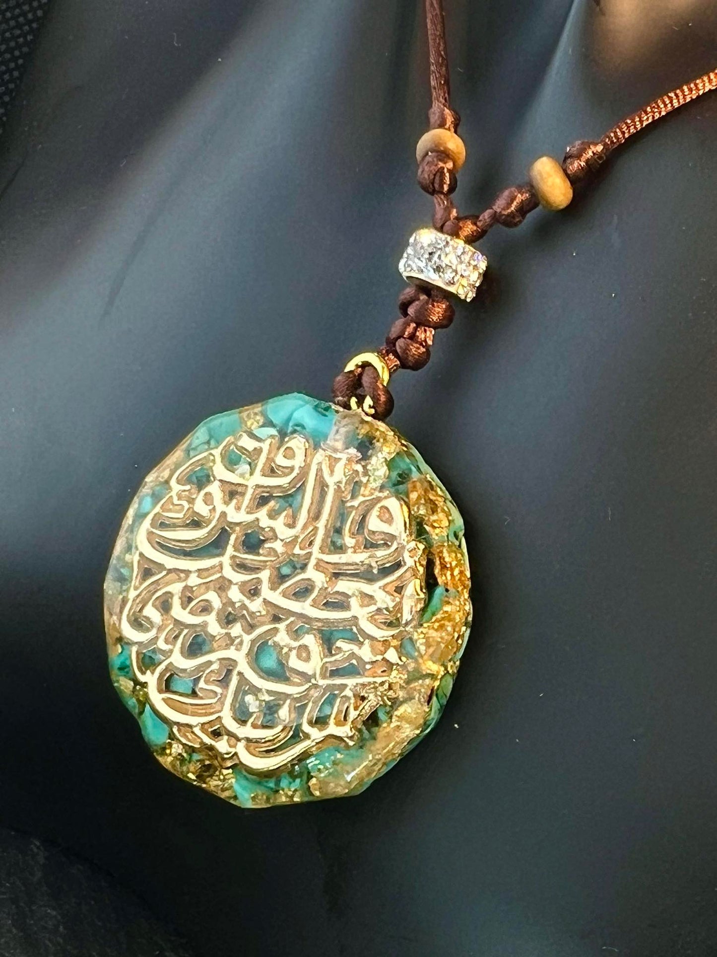 Koranwörter harz resin turquoise türkis halskette necklace blau blue schmuck 89