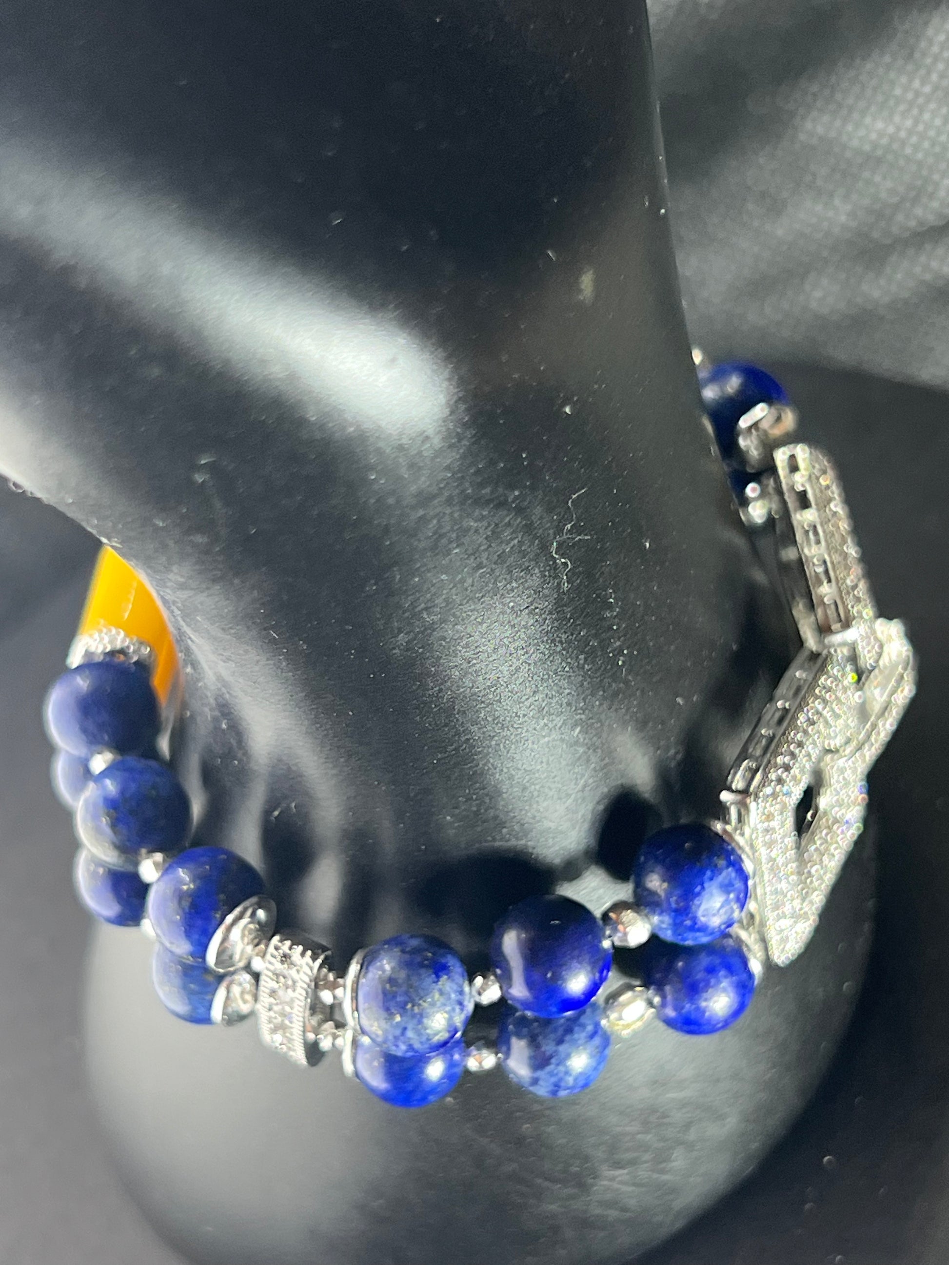 double lapislazuli bernstein armband blau und gelb armband bracelet silver plated versilbert handmade 