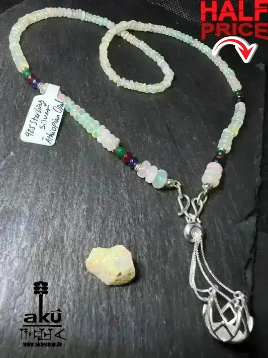 A+ Natürlich OPAL Lavalier Halskette, roher, Smaragd Rubin Saphir Edelsteine Heilungsenergie - AkueShop