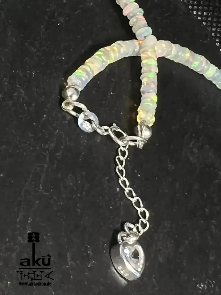 A+ Natürliche äthiopische weiß OPAL Schmuckset Vollfeuer, 42.5ct, bis7,5mm, mit Labradorit stein Halskette & Ohrringe, - AkueShop