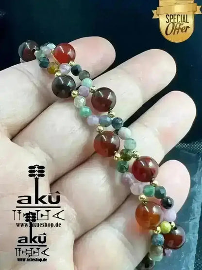 Damen Achat Armband Geschenk natürliche Edelsteine sakrale Wurzelchakren, Meditationsenergie - AkueShop