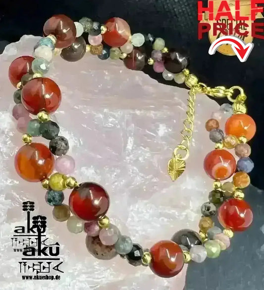 Damen Achat Armband Geschenk natürliche Edelsteine sakrale Wurzelchakren, Meditationsenergie - AkueShop