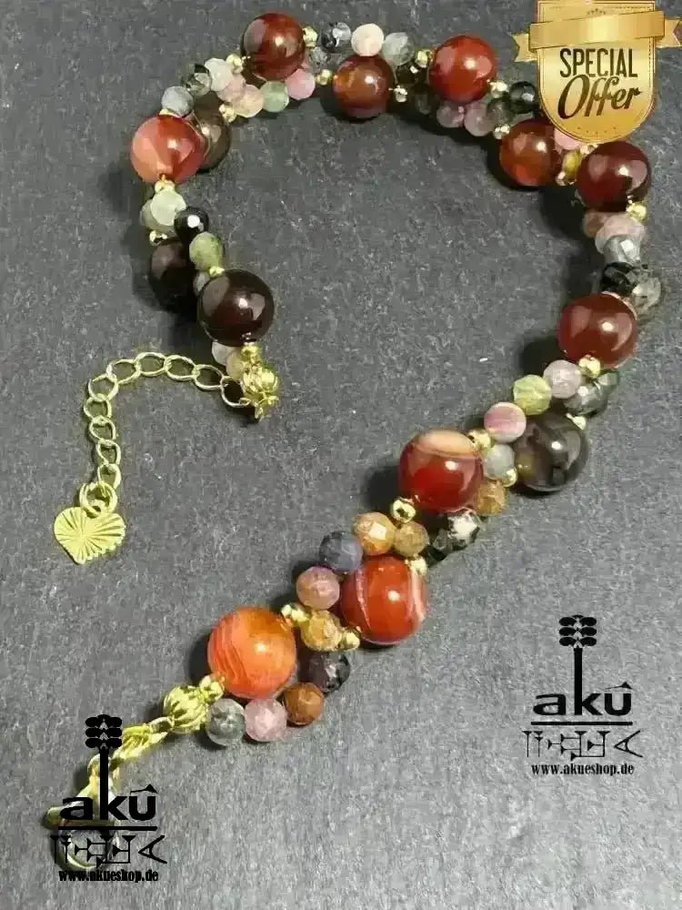 Damen Achat Armband Geschenk natürliche Edelsteine sakrale Wurzelchakren, Meditationsenergie - AkueShop