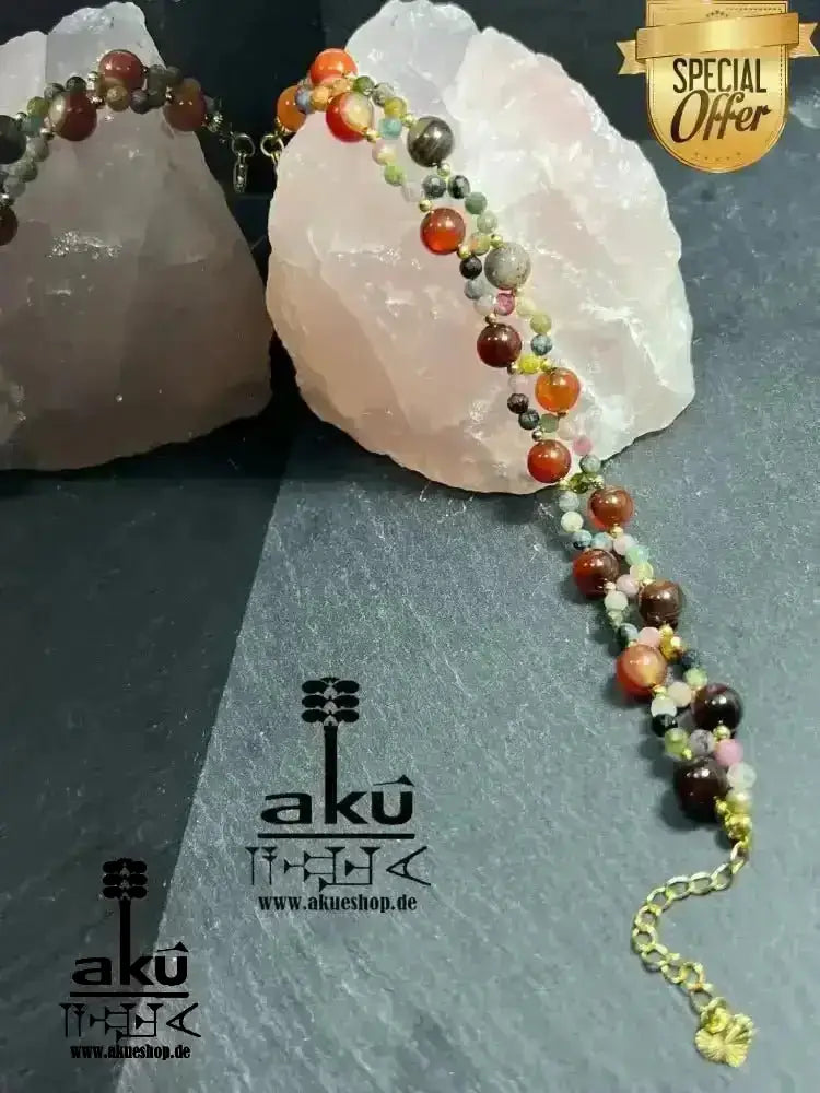 Damen Achat Armband Geschenk natürliche Edelsteine sakrale Wurzelchakren, Meditationsenergie - AkueShop