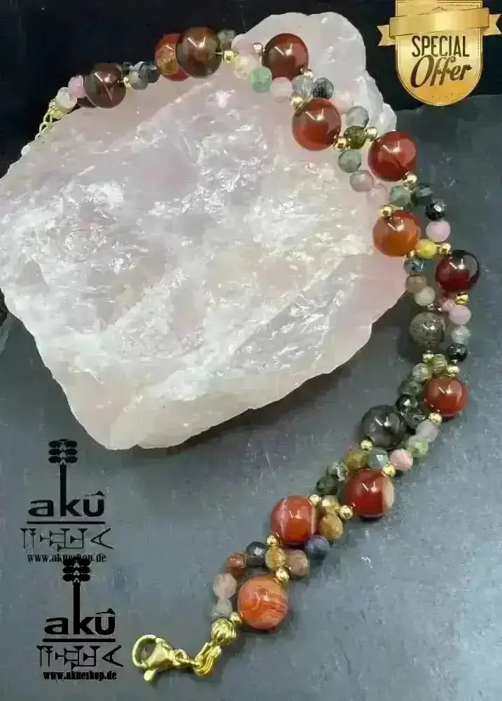Damen Achat Armband Geschenk natürliche Edelsteine sakrale Wurzelchakren, Meditationsenergie - AkueShop