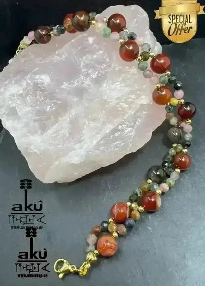 Damen Achat Armband Geschenk natürliche Edelsteine sakrale Wurzelchakren, Meditationsenergie - AkueShop