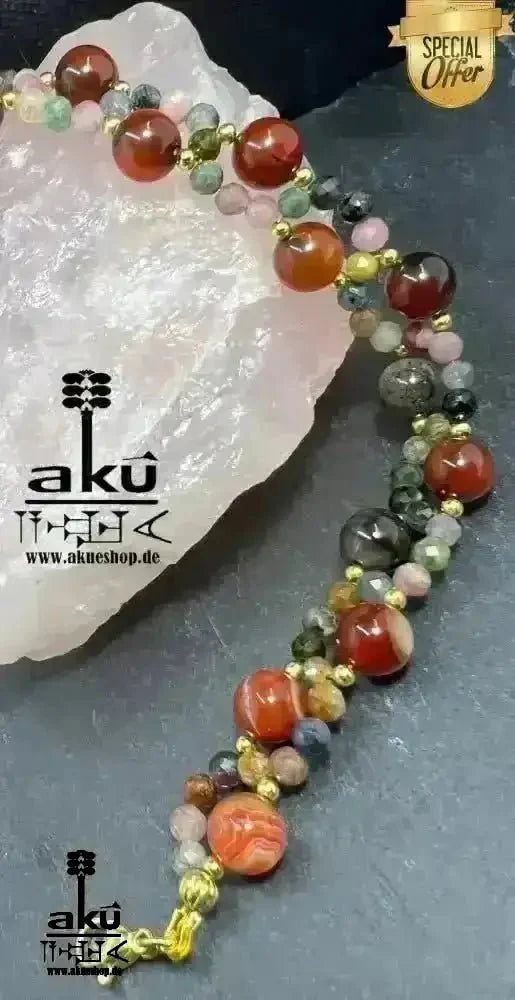 Damen Achat Armband Geschenk natürliche Edelsteine sakrale Wurzelchakren, Meditationsenergie - AkueShop