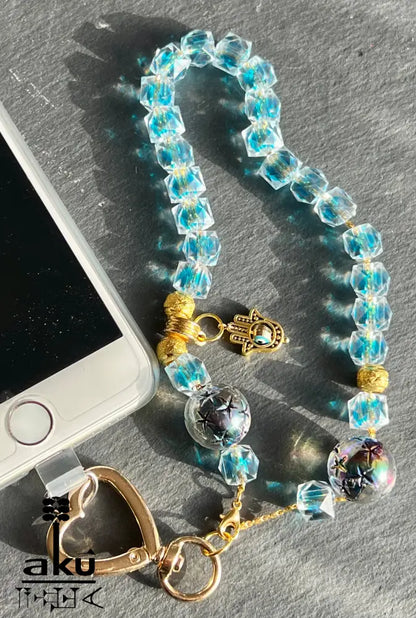 Acryl Handy Kette Perlen Handyband, böseblick Schütz Symbol