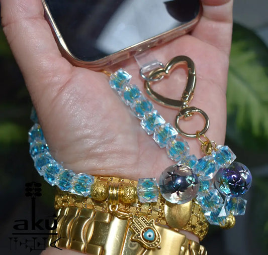 Acryl Handy Kette Perlen Handyband, böseblick Schütz Symbol