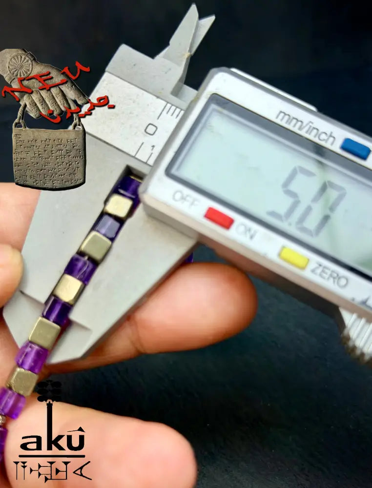 Amethyst Armband Lili Edelstein bronzene Würfel Pyrit Perlen natürlicher Edelstein - Armband