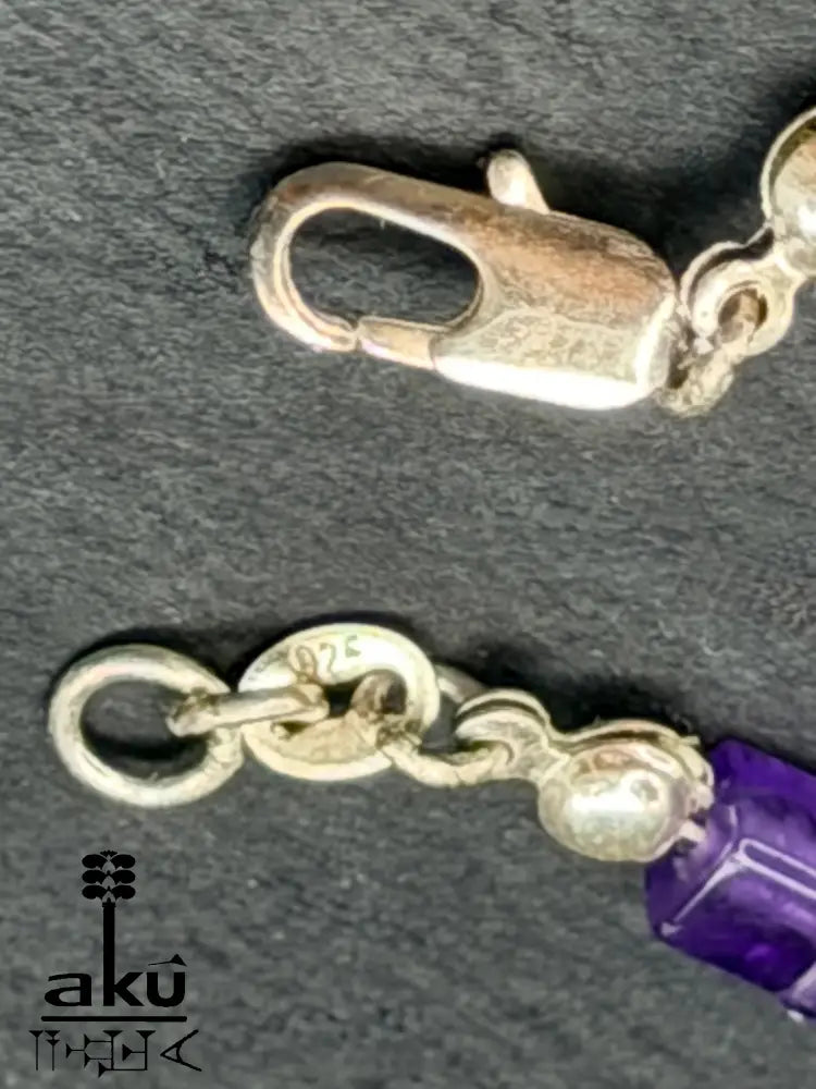 Amethyst Armband Lili Edelstein bronzene Würfel Pyrit Perlen natürlicher Edelstein - Armband