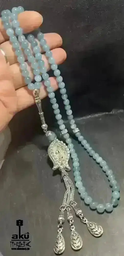 Apatit Tesbih 99, natürlicher blaustein, islamisches blaue Misbaha, Halschakra - AkueShop