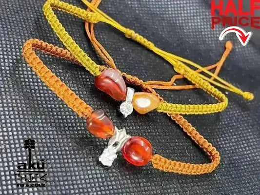 Armbänder Achat Stein, verstellbares Macreme Band, 925er Silber - AkueShop