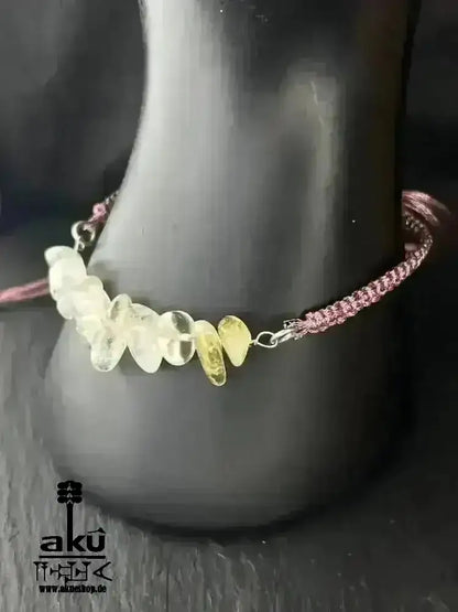 Armband Citrin Stein, verstellbares Macreme Band, Scorpio Sternzeichen Glückstein - AkueShop
