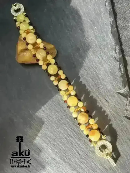 Armband Natürlichen gelb Ostsee Bernstein Edelstein vergoldet,chakra meditationenergie - AkueShop