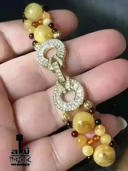 Armband Natürlichen gelb Ostsee Bernstein Edelstein vergoldet,chakra meditationenergie - AkueShop