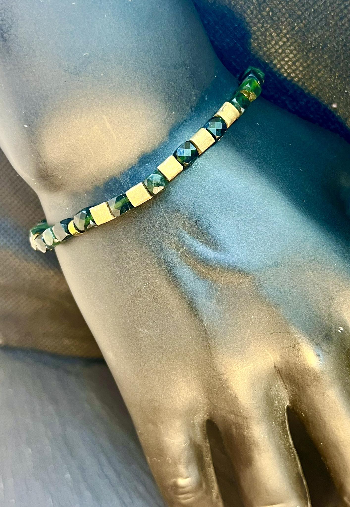 Männer grün jade armband green bracelet gold plated vergoldet cubic beads pyrite bronze