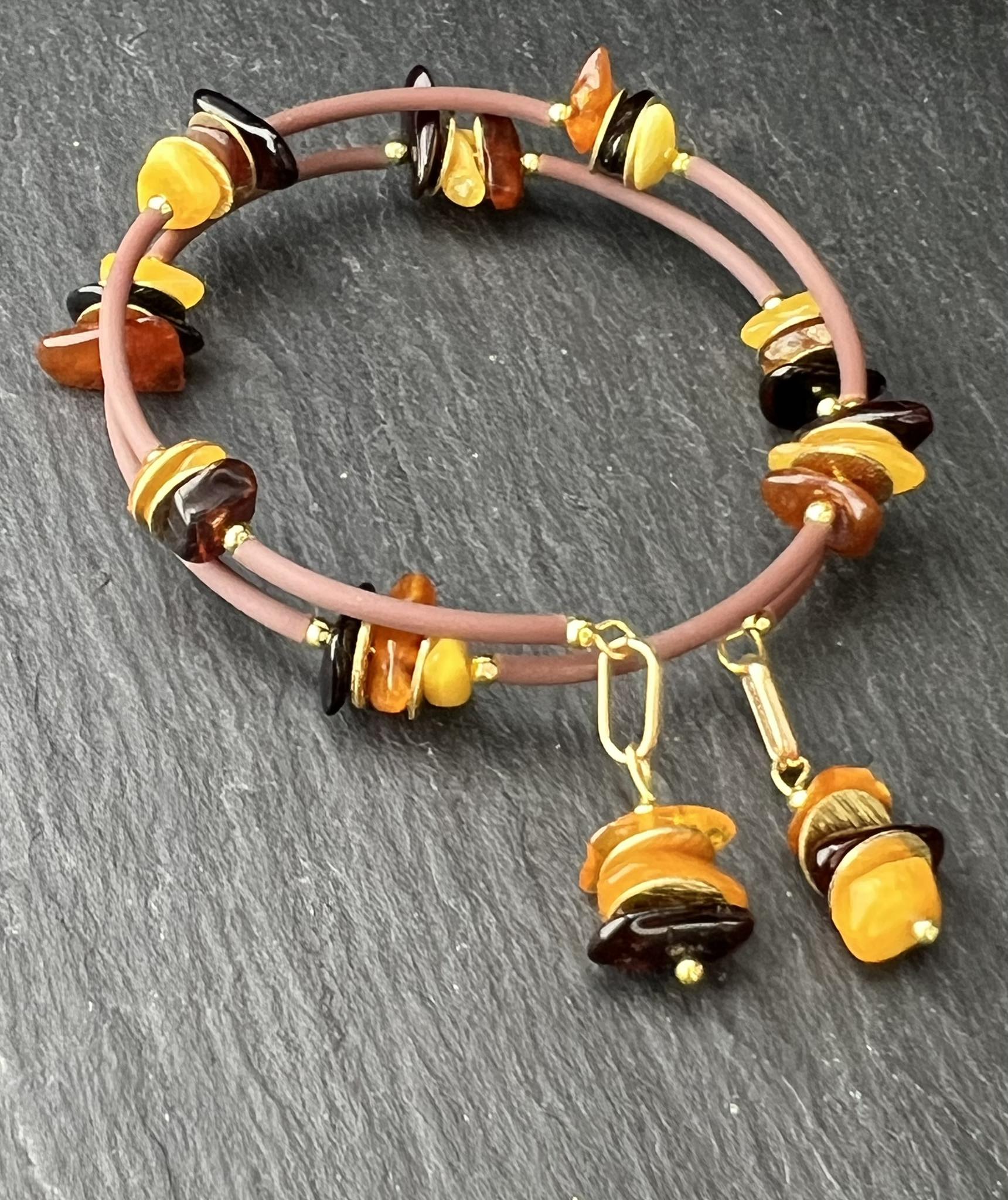 Memory draht bernstein armband memory wire amber bracelt gold plated vergoldet 