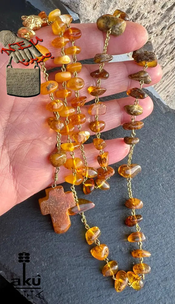 Bernstein Rosenkranz Vintage natürliches unbehandeltes Stein Rosenkränze, Vintage Baltische Bernstein Gebetskette.