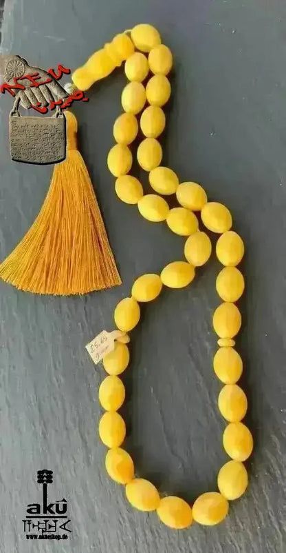 Bernstein Tesbih, Ostseebernstein, islamisches Misbaha, Kahrab, butterscotch kehribar - AkueShop