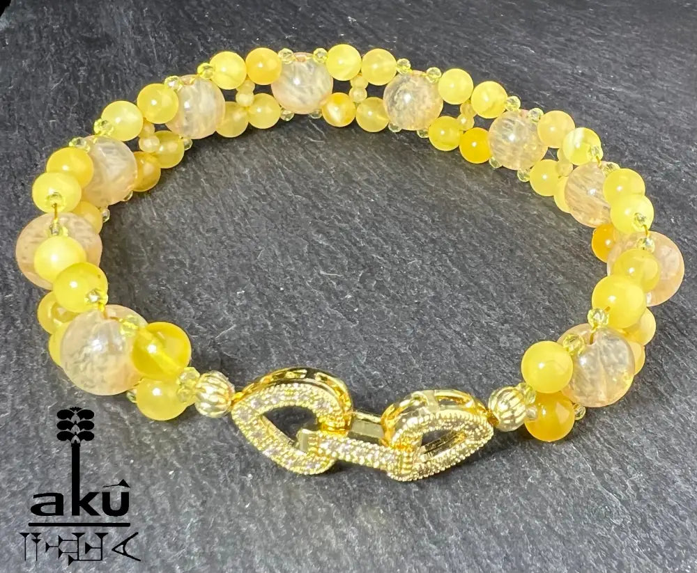 Bernstein und Citrin Armband, vergoldet Schmuck, Loewe und Zwilinge Edelsteine