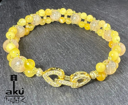 Bernstein und Citrin Armband, vergoldet Schmuck, Loewe und Zwilinge Edelsteine