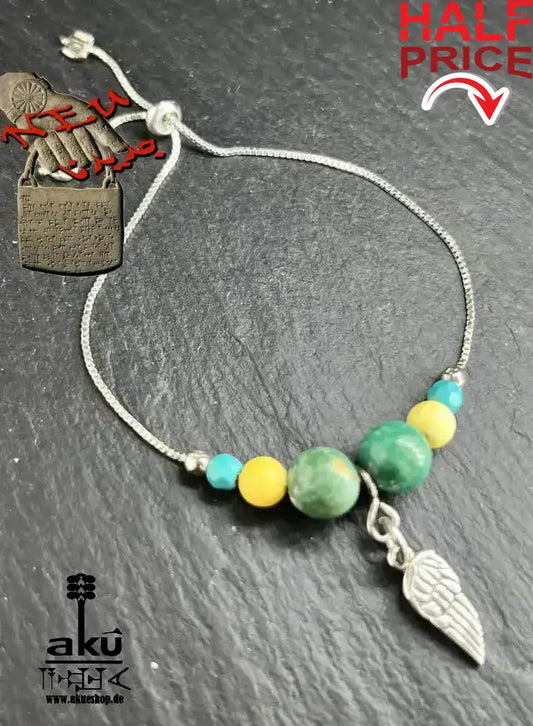 Bernstein und Türkis Armband 925er Silber verstellbar