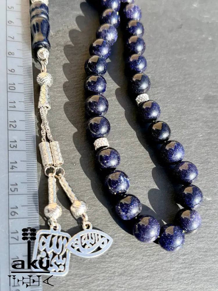 Blau Sandstein Tasbih 33 Islamisches Geschenk eine besondere Quaste Tasbih