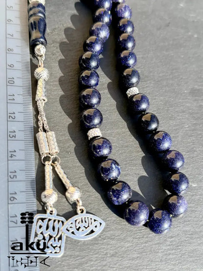 Blau Sandstein Tasbih 33 Islamisches Geschenk eine besondere Quaste Tasbih