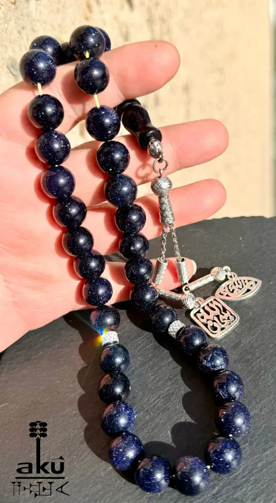 Blau Sandstein Tasbih 33 Islamisches Geschenk eine besondere Quaste Tasbih