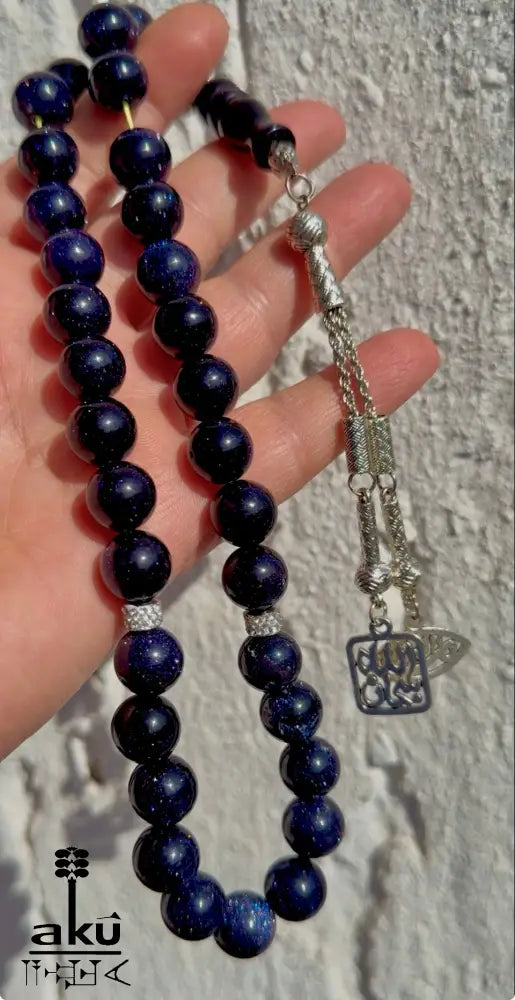 Blau Sandstein Tasbih 33 Islamisches Geschenk eine besondere Quaste Tasbih