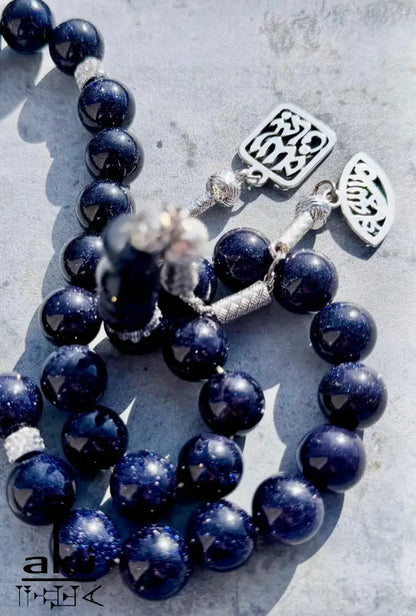 Blau Sandstein Tasbih 33 Islamisches Geschenk eine besondere Quaste Tasbih