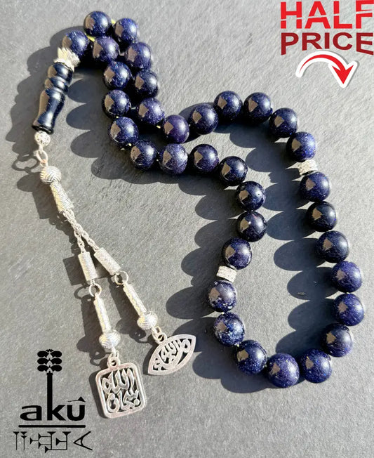 Blau Sandstein Tasbih 33 Islamisches Geschenk eine besondere Quaste Tasbih